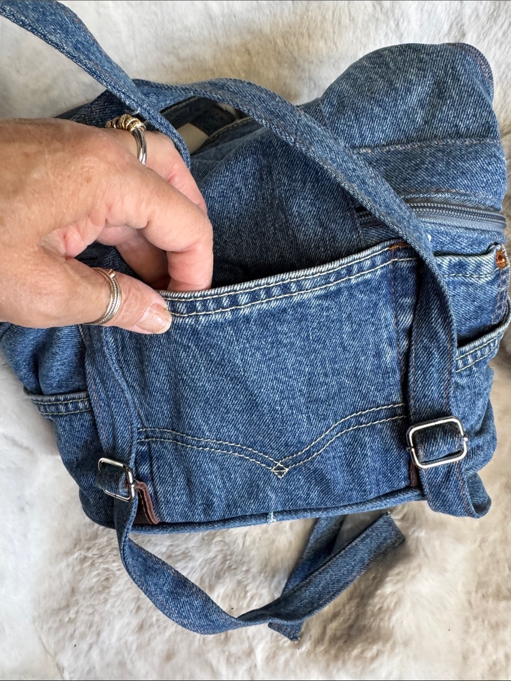 Levi's Denim Backpack Purse in Classic Blue - Picture 8 of 16